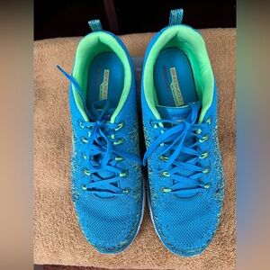 Skechers Women’s Lime/Blue Knit Sneakers 11M-EU41